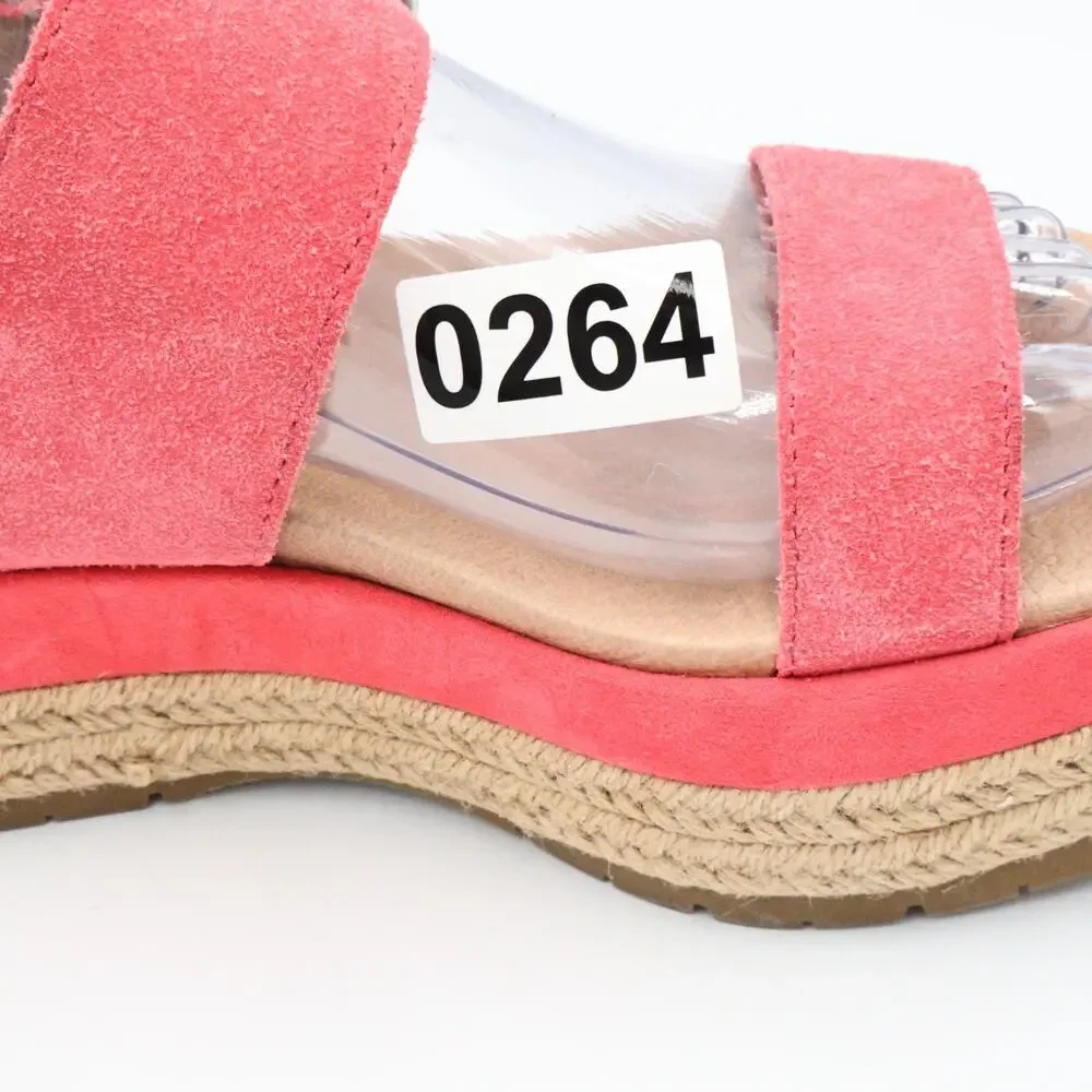 UGG April Platform Espadrille Sandals Coral Pink Suede Women’s Size 6.5